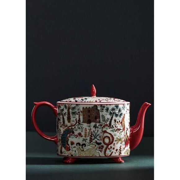 ANTHROPOLOGIE House of Hackney Trematonia Teapot Lion Menagerie Stoneware FLAW - Picture 1 of 12
